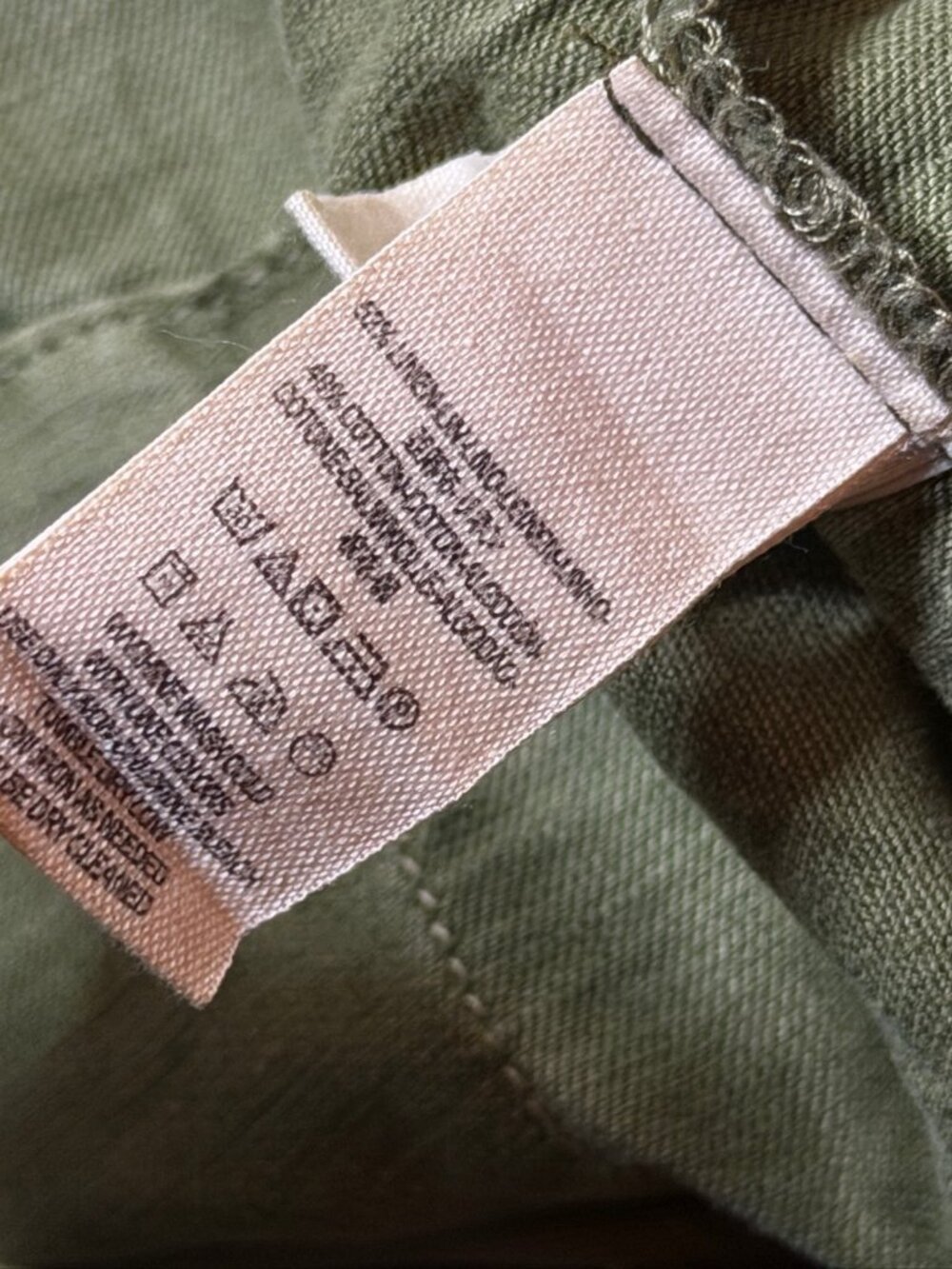 Free People Cargo Pants 4 Womens Green Dirty Wash Button Fly Baggy Bags - Picture 9 of 10